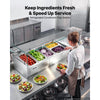 VEVOR Refrigerated Countertop Prep Unit Condiment Prep Station 26.4QT ETL, for Commercial Restaurant Salad Bar, 160W, with 3 x 1/3 & 2 x 1/4 Pans, Auto Defrost, Adjustable Temp, Glass Sneeze Guard