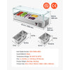 VEVOR Refrigerated Countertop Prep Unit Condiment Prep Station 26.4QT ETL, for Commercial Restaurant Salad Bar, 160W, with 3 x 1/3 & 2 x 1/4 Pans, Auto Defrost, Adjustable Temp, Glass Sneeze Guard