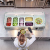 VEVOR Refrigerated Countertop Prep Unit Condiment Prep Station 26.4QT ETL, for Commercial Restaurant Salad Bar, 160W, with 3 x 1/3 & 2 x 1/4 Pans, Auto Defrost, Adjustable Temp, Glass Sneeze Guard