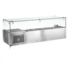 VEVOR Refrigerated Countertop Prep Unit Condiment Prep Station 26.4QT ETL, for Commercial Restaurant Salad Bar, 160W, with 3 x 1/3 & 2 x 1/4 Pans, Auto Defrost, Adjustable Temp, Glass Sneeze Guard