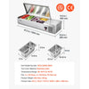 VEVOR Refrigerated Countertop Prep Unit Condiment Prep Station 26.4QT ETL, for Commercial Restaurant Salad Bar, 160W, with 3 x 1/3 & 2 x 1/4 Pans, Auto Defrost, Temp Control, Stainless Steel Cover