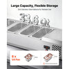 VEVOR Refrigerated Countertop Prep Unit Condiment Prep Station 33.6QT ETL, for Commercial Restaurant Salad Bar, 160W, with 8 x 1/4 Pans, Auto Defrost, Adjustable Temp Control, Glass Sneeze Guard