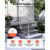 VEVOR Handrails for Outdoor Steps, 2-3 Step Aluminum Stair Hand Rail Kit, White Round Tube Stair Railings for Seniors, Concrete Steps, Porch, Deck, Heavy-Duty with Decorative Cover & Installation Kit