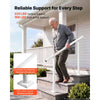 VEVOR Handrails for Outdoor Steps, 3-4 Step Aluminum Stair Hand Rail Kit, White Round Tube Stair Railings for Seniors, Concrete Steps, Porch, Deck, Heavy-Duty with Decorative Cover & Installation Kit