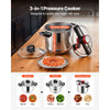 VEVOR Pressure Cooker, 12Qt Pressure Cooker Stainless Steel, Pressures Canner with Steaming Rack, Tempered Glass Lid, Three Pressures Settings for Meat, Beans, Rice, Soup, Sauces, Cook up to 100 kPa
