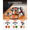 VEVOR Pressure Cooker, 6.3Qt Pressure Cooker Stainless Steel, Pressures Canner with Steaming Rack, Tempered Glass Lid, Three Pressures Settings for Meat, Beans, Rice, Soup, Sauces, Cook up to 100 kPa