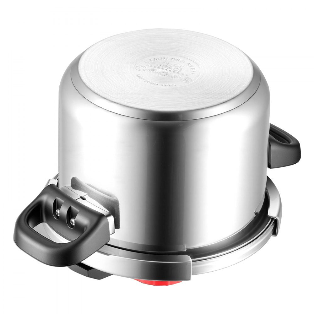 VEVOR Pressure Cooker, 6.3Qt Pressure Cooker Stainless Steel, Pressures Canner with Steaming Rack, Tempered Glass Lid, Three Pressures Settings for Meat, Beans, Rice, Soup, Sauces, Cook up to 100 kPa