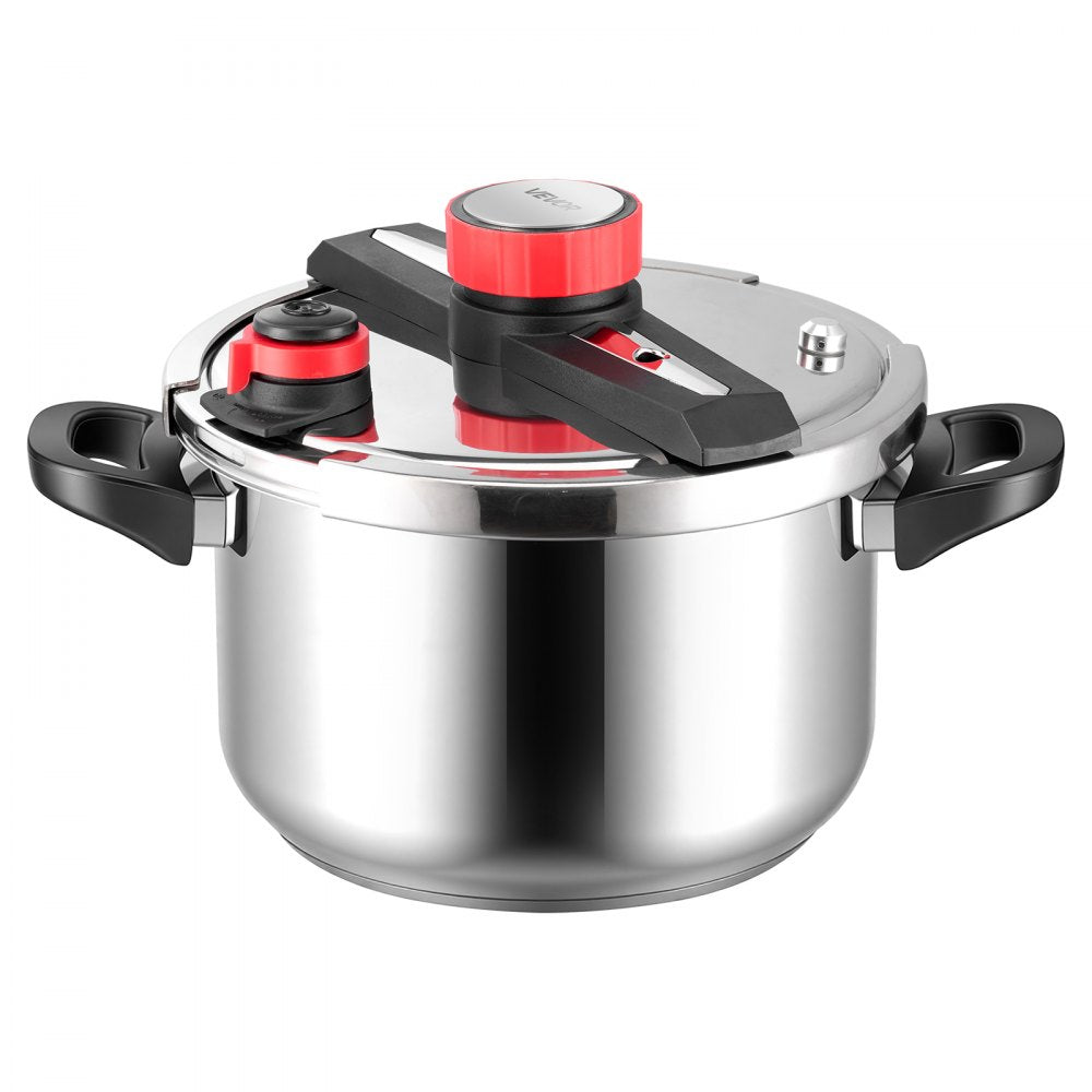 VEVOR Pressure Cooker, 10Qt Pressure Cooker Stainless Steel, Pressures Canner with Steaming Rack, Tempered Glass Lid, Three Pressures Settings for Meat, Beans, Rice, Soup, Sauces, Cook up to 100 kPa