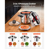 VEVOR Pressure Cooker, 8Qt Pressure Cooker Stainless Steel, Pressures Canner with Steaming Rack, Tempered Glass Lid, Three Pressures Settings for Meat, Beans, Rice, Soup, Sauces, Cook up to 100 kPa