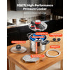 VEVOR Pressure Cooker, 8Qt Pressure Cooker Stainless Steel, Pressures Canner with Steaming Rack, Tempered Glass Lid, Three Pressures Settings for Meat, Beans, Rice, Soup, Sauces, Cook up to 100 kPa