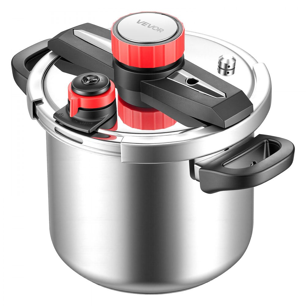 VEVOR Pressure Cooker, 8Qt Pressure Cooker Stainless Steel, Pressures Canner with Steaming Rack, Tempered Glass Lid, Three Pressures Settings for Meat, Beans, Rice, Soup, Sauces, Cook up to 100 kPa