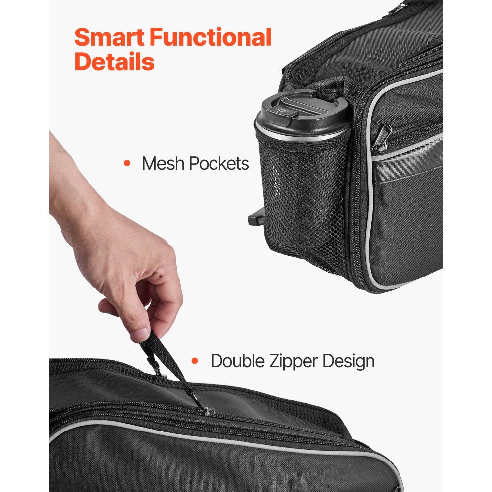 VEVOR Motorcycle Saddlebag, 30 L (15 L x 2) Large Capacity Side Saddle Bag with Waterproof Rain Cover and Straps, Compatible with Most Motorcycles, Outdoor Sports Motorbike Luggage Storage Bag, Black
