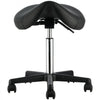 VEVOR Saddle Stool with Wheels, 400 LBS Weight Capacity, Height Adjustable Thickened PU Leather Swivel Saddle Stool Chair for Salon, Spa, Tattoo, Clinic, Black