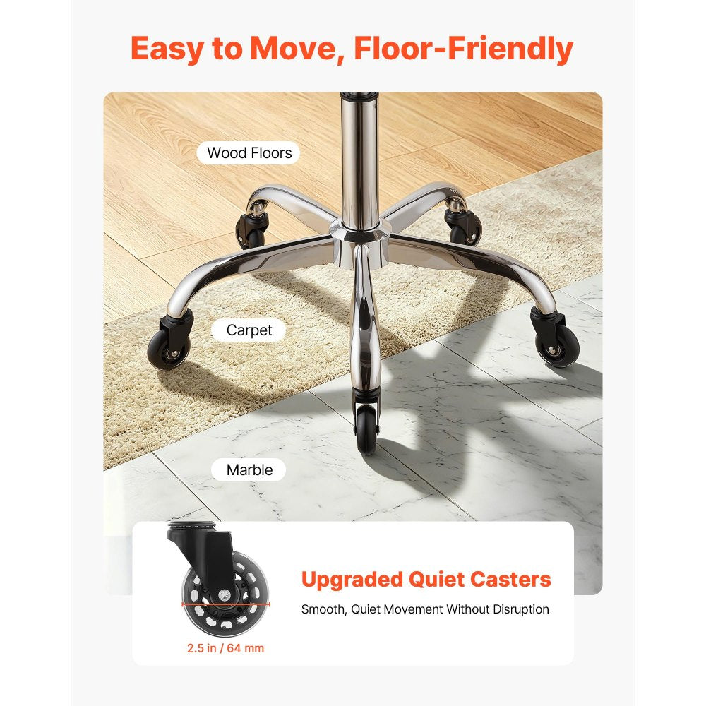 VEVOR Saddle Stool with Wheels, 500 lbs Weight Capacity, Height Adjustable, Quiet Casters, Ergonomic PU Leather Seat, 360° Swivel Saddle Stool Rolling Chair for Salon, Spa, Bar, Home, Medical, Black