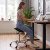 VEVOR Saddle Stool with Wheels, 500 lbs Weight Capacity, Height Adjustable, Quiet Casters, Ergonomic PU Leather Seat, 360° Swivel Saddle Stool Rolling Chair for Salon, Spa, Bar, Home, Medical, Black