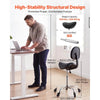 VEVOR Saddle Stool with Back Support, 500 lbs Weight Capacity, Height Adjustable, Quiet Casters, Ergonomic PU Leather Seat, 360° Swivel Saddle Stool Rolling Chair for Salon, Spa, Bar, Medical, Black