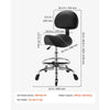 VEVOR Saddle Stool with Back Support Footrest, 500 lbs Weight Capacity, Height Adjustable, Quiet Casters, PU Leather Seat, 360° Swivel Saddle Stool Rolling Chair for Salon, Spa, Bar, Medical, Black