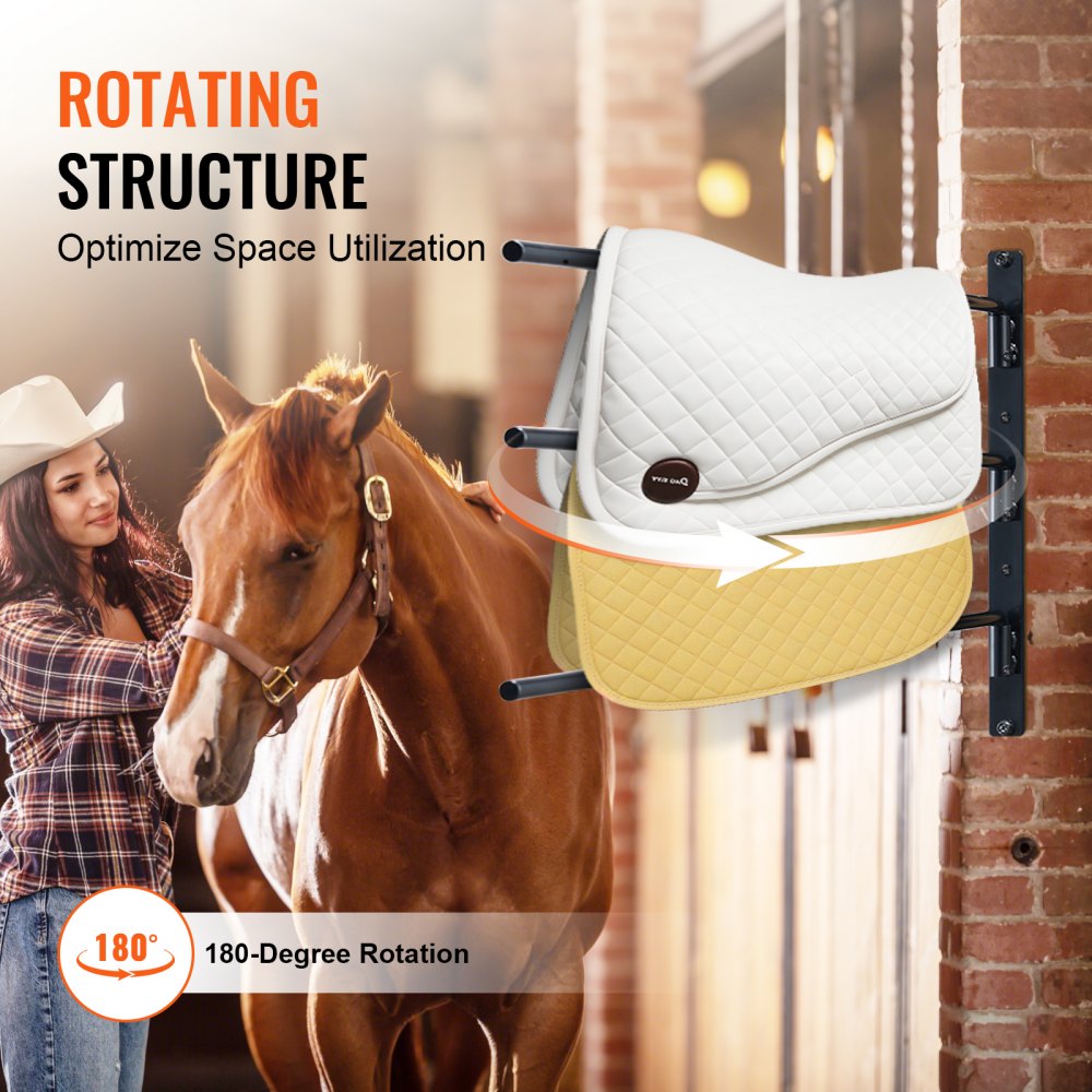 VEVOR Wall Mounted Saddle Rack, 30.9 x 29.9 x 5.5 in, 2 Packs Swing Out Saddle Holder, Three Tiers Horse Saddle Stand, Space Saving Horse Pad and Blanket Rack for Tack Room Organization