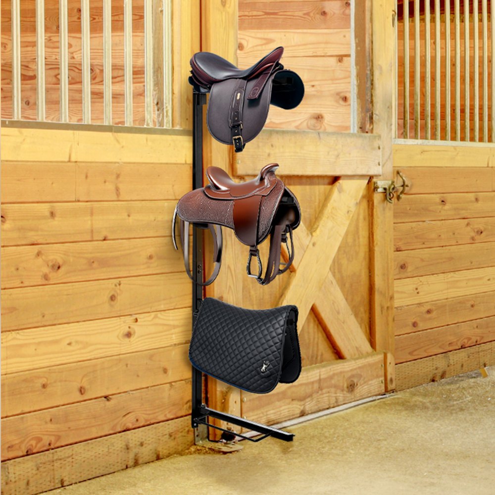 VEVOR Wall Mount Saddle Rack, 24 x 7 x 52 in, Four Tiers Horse Saddle Storage Rack, Heavy Duty  Equestrian Western and English Saddle Stand, Horse Blanket Holder for Tack Room Organization