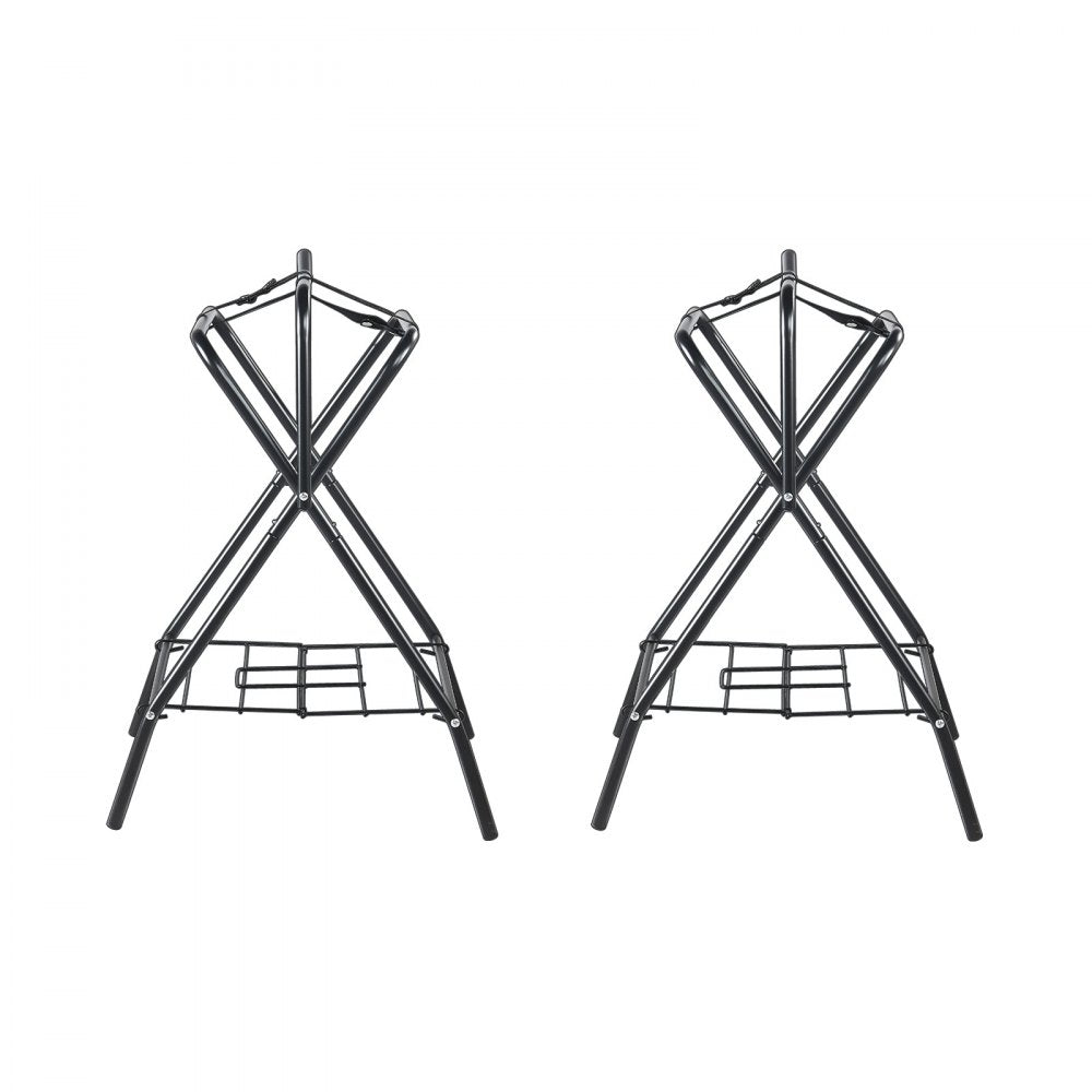 VEVOR Folding Saddle Rack, 28 x 19 x 37.5 in, 2 Packs Freestanding Horse Saddle Stand, Portable Horse Blanket Holder, Heavy Duty Steel Saddle Rack for English & Western Saddles, Tack Storage, Black