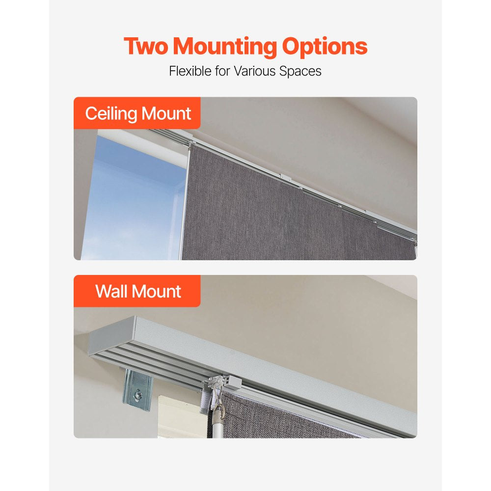 VEVOR Panel Track Blinds, Extendable Track from 45.8 in to 86 in W, Trimmable Panel Curtains Up to 96 in H, Vertical Blackout Panel Blinds for Sliding Doors, Patio Doors, Room Divider, Dark Gray