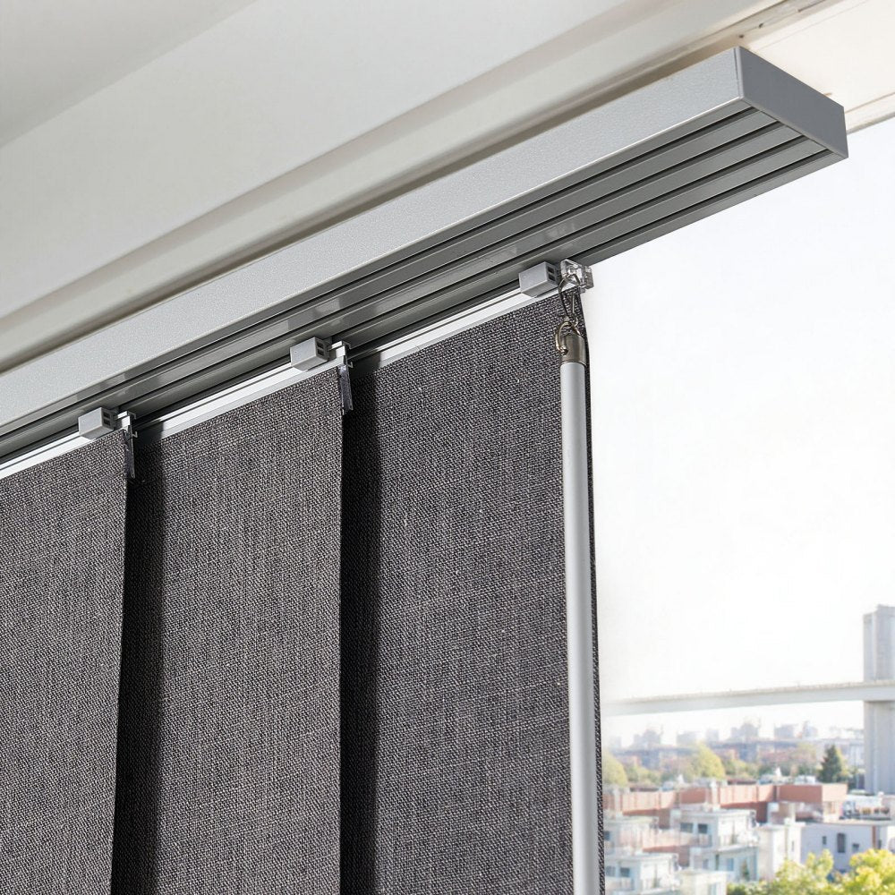 VEVOR Panel Track Blinds, Extendable Track from 45.8 in to 86 in W, Trimmable Panel Curtains Up to 96 in H, Vertical Blackout Panel Blinds for Sliding Doors, Patio Doors, Room Divider, Dark Gray