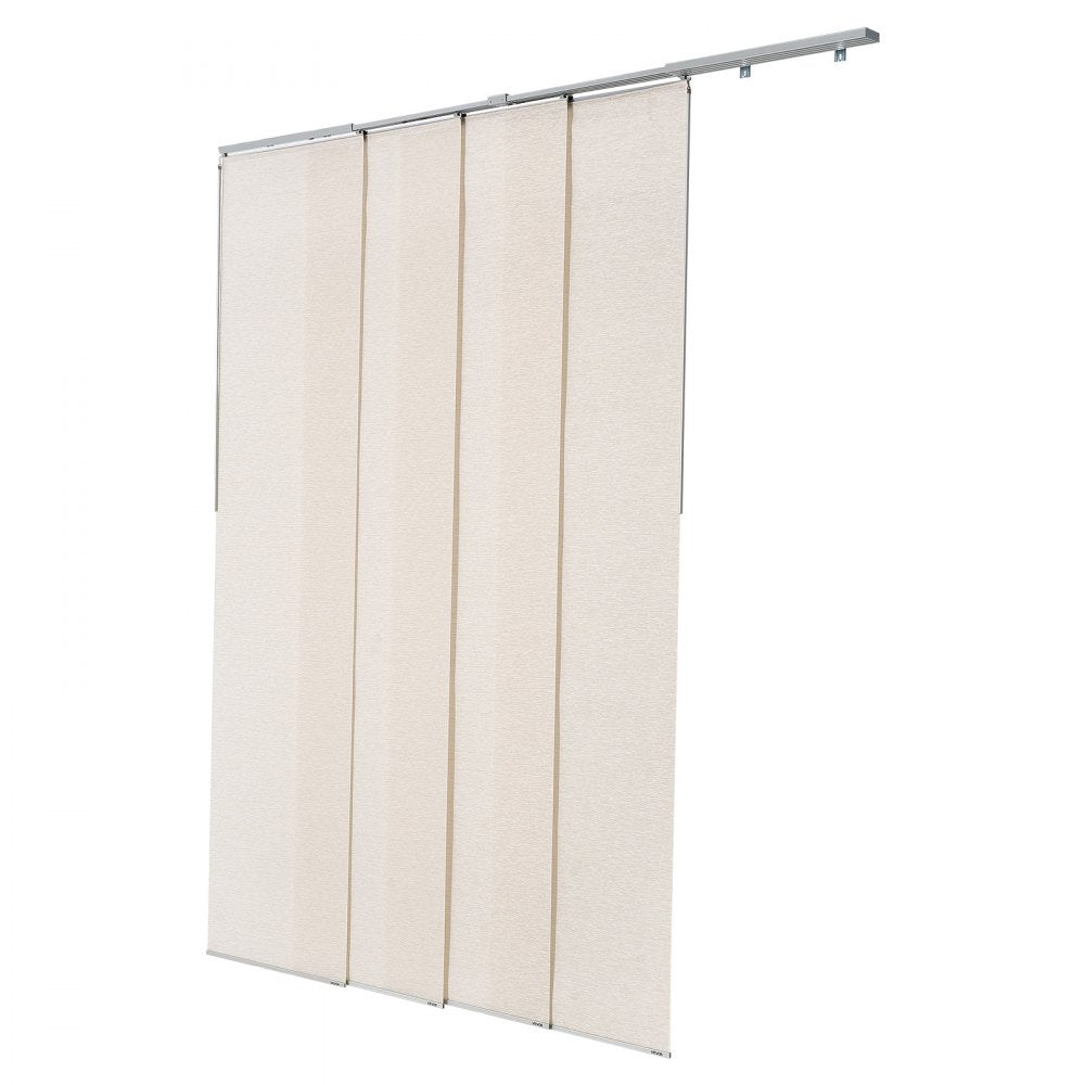 VEVOR Panel Track Blinds, Extendable Track from 45.8 in to 86 in W, Trimmable Panel Curtains Up to 96 in H, Adjustable Vertical Panel Blinds for Sliding Doors, Patio Doors, Room Divider, Light Brown