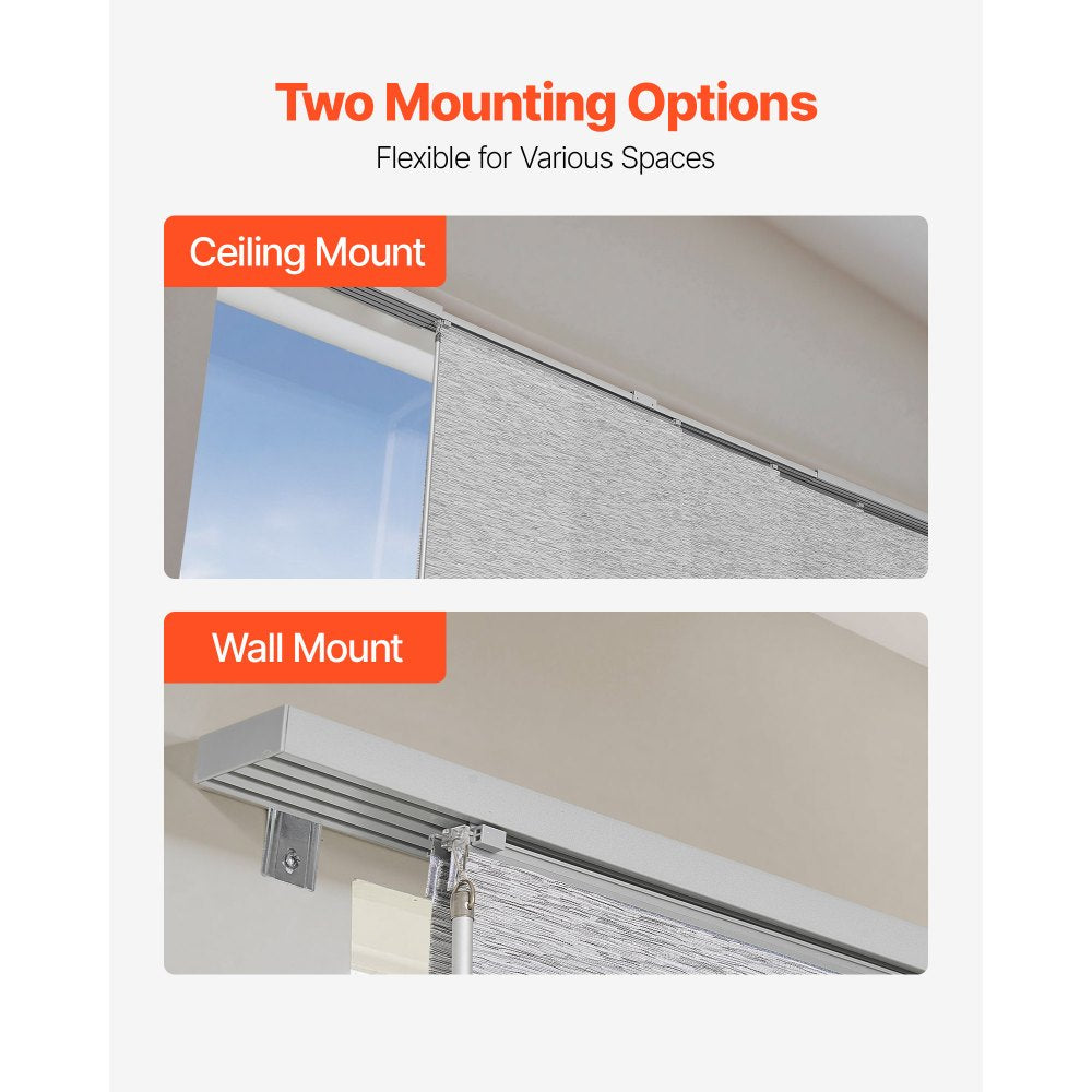 VEVOR Panel Track Blinds, Extendable Track from 45.8 in to 86 in W, Trimmable Panel Curtains Up to 96 in H, Adjustable Vertical Panel Blinds for Sliding Doors, Patio Doors, Room Divider, Window, Gray