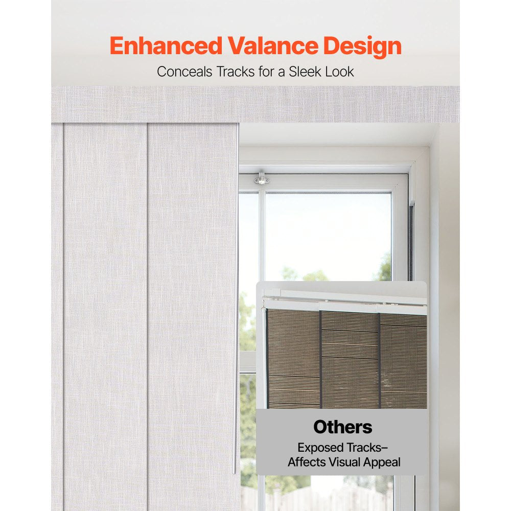 VEVOR Panel Track Blinds, Extendable Track from 45.8 in to 86 in W, Trimmable Panel Curtains Up to 96 in H, Vertical Blackout Panel Blinds for Sliding Doors, Patio Doors, Room Divider, Light Gray