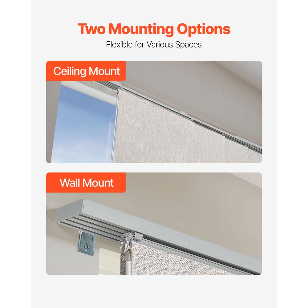 VEVOR Panel Track Blinds, Extendable Track from 45.8 in to 86 in W, Trimmable Panel Curtains Up to 96 in H, Vertical Blackout Panel Blinds for Sliding Doors, Patio Doors, Room Divider, Light Gray