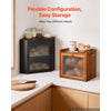 VEVOR Corner Bread Box for Kitchen Counter Bamboo Wood Container Black, for Homemade Bread, Under Cabinet, and Pantry, Double Layer Farmhouse Breadbox Bin, with Acrylic Door Panel and Air Vents