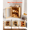 VEVOR Corner Bread Box for Kitchen Counter Bamboo Wood Container Natural, for Homemade Bread, Under Cabinet, and Pantry, Double Layer Farmhouse Breadbox Bin, with Acrylic Door Panel and Air Vents