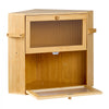 VEVOR Corner Bread Box for Kitchen Counter Bamboo Wood Container Natural, for Homemade Bread, Under Cabinet, and Pantry, Double Layer Farmhouse Breadbox Bin, with Acrylic Door Panel and Air Vents