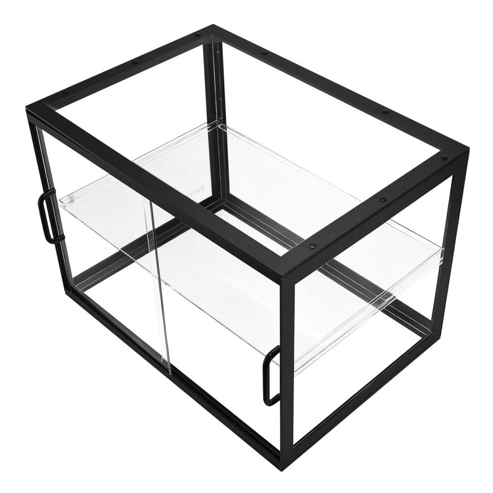 VEVOR Bakery Display Case, 2-Tier Commercial Countertop Pastry Display Case, Clear Acrylic Bread Box for Kitchen, Party Cake Cabinet with Sliding Door for Cookie Dessert Donut, 21.7" x 15.2" x 15.4"