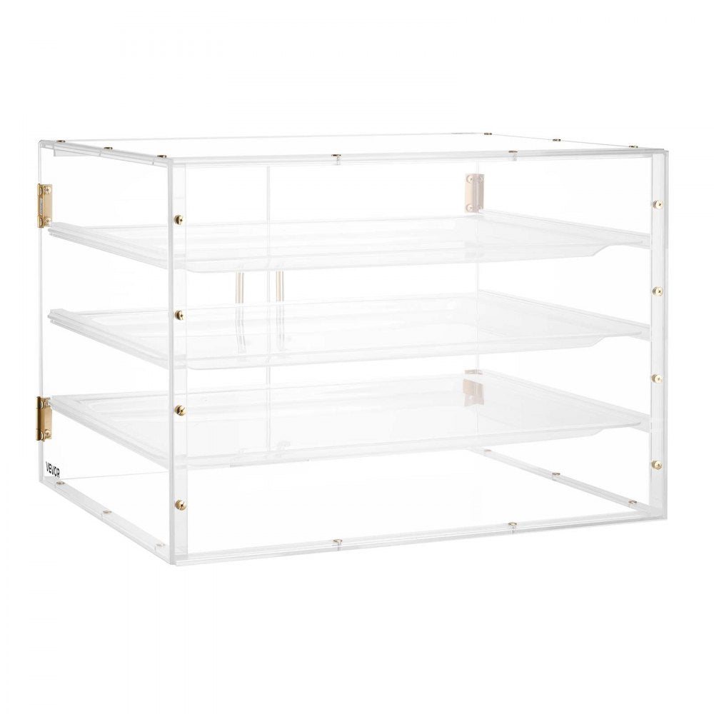VEVOR Bakery Display Case, 4-Tier Commercial Countertop Pastry Display Case, Clear Acrylic Bread Box for Kitchen, Party Cake Cabinet with Magnetic Rear Door for Cookie Dessert Donut, 22.4"x17.3"x15.9"