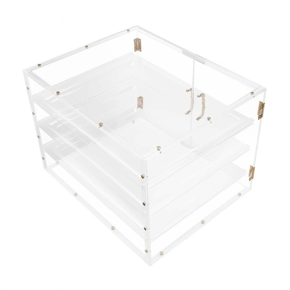 VEVOR Bakery Display Case, 4-Tier Commercial Countertop Pastry Display Case, Clear Acrylic Bread Box for Kitchen, Party Cake Cabinet with Magnetic Rear Door for Cookie Dessert Donut, 22.4"x17.3"x15.9"
