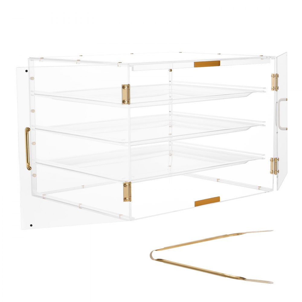VEVOR Bakery Display Case, 4-Tier Commercial Countertop Pastry Display Case, Clear Acrylic Bread Box for Kitchen, Party Cake Cabinet with Magnetic Rear Door for Cookie Dessert Donut, 22.4"x17.3"x15.9"