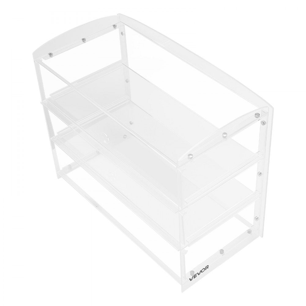 VEVOR Bakery Display Case, 3-Tier Commercial Countertop Pastry Display Case, Clear Acrylic Bread Box for Kitchen, Party Cake Cabinet with Flip-Up Door for Cookie Dessert Donut Bagel, 19" x 9.1" x 15"
