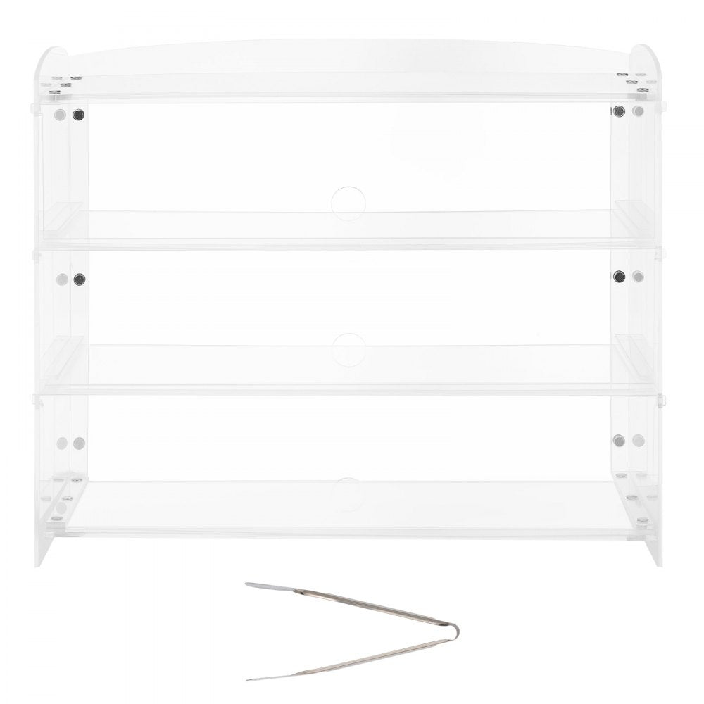 VEVOR Bakery Display Case, 3-Tier Commercial Countertop Pastry Display Case, Clear Acrylic Bread Box for Kitchen, Party Cake Cabinet with Flip-Up Door for Cookie Dessert Donut Bagel, 19" x 9.1" x 15"