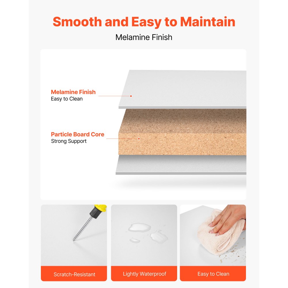 VEVOR Melamine Shelves, 2 Piece, Wooden Cabinet Shelves Cut to Size for Closet System, Replacement Cabinet Shelf, Versatile Use Wardrobe Board for Closets, Cabinets, or any custom Shelving Needs