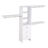 VEVOR Closet System with 3 Drawers, Adjustable Height Wooden Closet Organizers, Modern Walk-in Wardrobe Organization with 3 Retractable Clothes Hanger Rods, Freestanding Garment Rack Storage, White