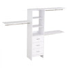 VEVOR Closet System with 3 Drawers, Adjustable Height Wooden Closet Organizers, Modern Walk-in Wardrobe Organization with 3 Retractable Clothes Hanger Rods, Freestanding Garment Rack Storage, White