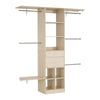 VEVOR Closet System with 2 Drawers, Adjustable Height Wooden Closet Organizers, Modern Walk-in Wardrobe Organization with 5 Retractable Clothes Hanger Rods, Freestanding Garment Rack Storage, Grey