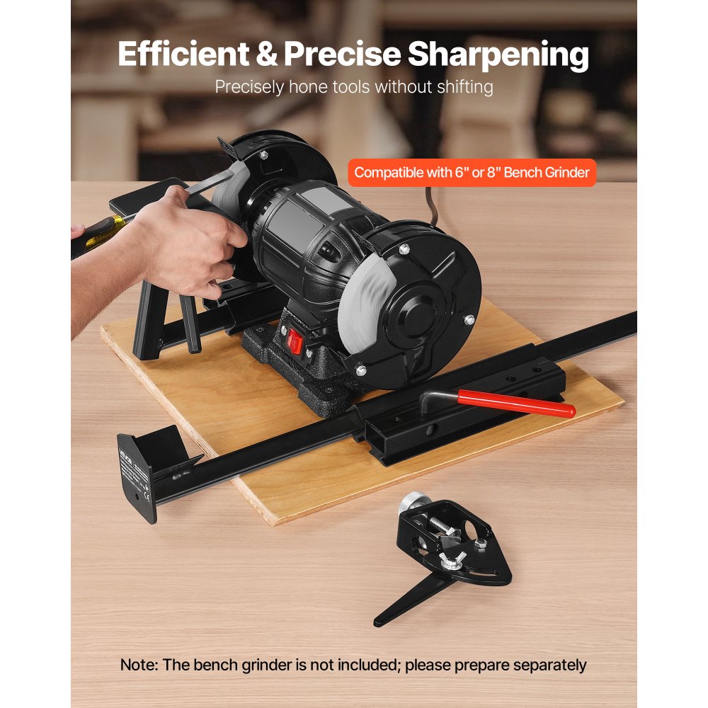 VEVOR Multi-Grind Sharpening System, Vari-Grind Pro Sharpening Jig Kit for 6" & 8" Bench Grinders – with Platform, Long Support Arm & Fingernail Gouge Jig, for Chisels, Woodturning, Plane Irons