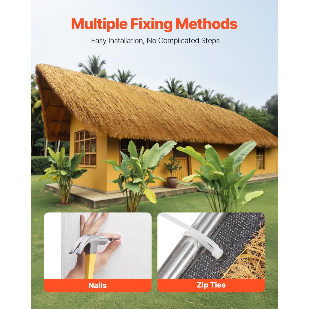 VEVOR Artificial Thatch Grass Roof, 1.3 x 3.9 ft Tiki Bar Hut Thatch Roofing Roll, Waterproof & Fire-Resistant, Palapa Tiki Roof Mat for Patio Pool Beach Tropical Hawaiian Party Décor