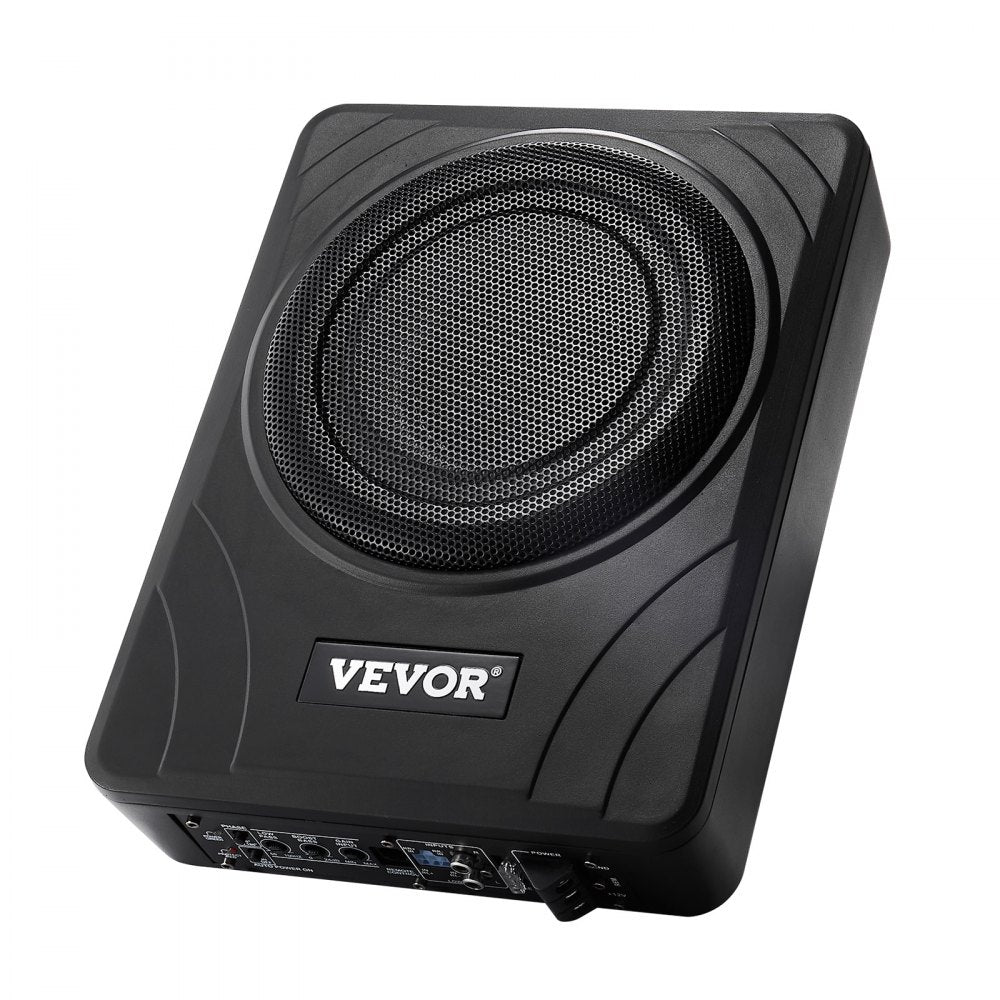 VEVOR 8" 300W Underseat Car Subwoofer, Slim Powered Car Subwoofers Under the Seat, Low Profile Audio Sub Built-in Amplifier, High/Low Level Input & Volume Controller for SUVs, Car, Truck, RV