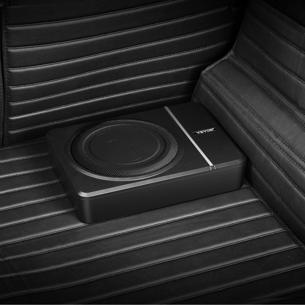 VEVOR 8" 240W Underseat Car Subwoofer, 120W RMS Rated Power Slim Powered Car Subwoofers Under the Seat, Low Profile Audio Sub Built-in Amplifier, High/Low Level Input & Volume Controller for SUVs, Car, Truck, RV