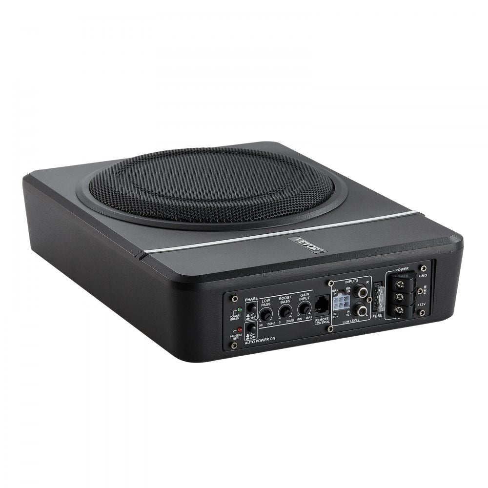 VEVOR 8" 240W Underseat Car Subwoofer, 120W RMS Rated Power Slim Powered Car Subwoofers Under the Seat, Low Profile Audio Sub Built-in Amplifier, High/Low Level Input & Volume Controller for SUVs, Car, Truck, RV