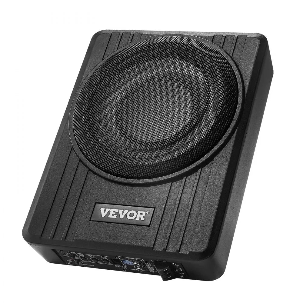 VEVOR 10" 300W Underseat Car Subwoofer, Slim Powered Car Subwoofers Under the Seat, Low Profile Audio Sub Built-in Amplifier, High/Low Level Input & Volume Controller for SUVs, Car, Truck, RV