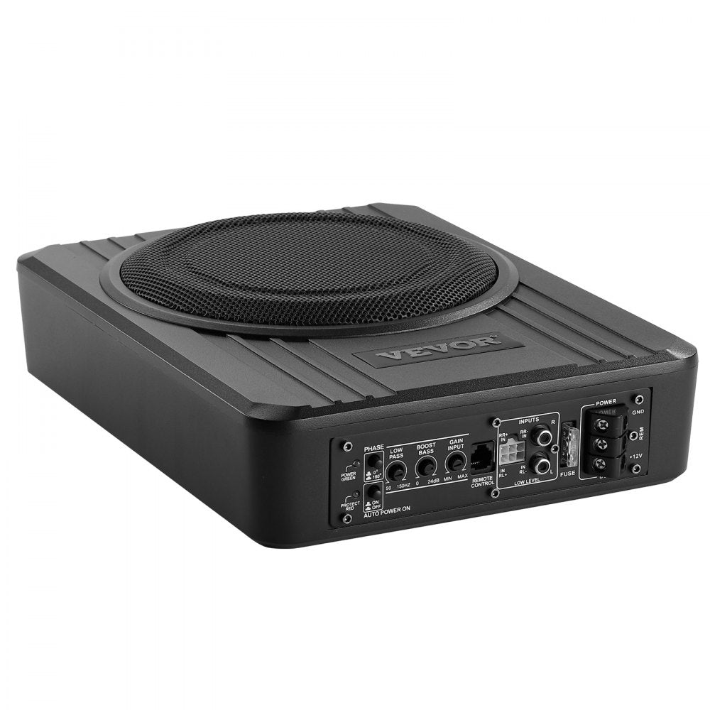 VEVOR 8" 400W Underseat Car Subwoofer, Slim Powered Car Subwoofers Under the Seat, Low Profile Audio Sub Built-in Amplifier, High/Low Level Input & Volume Controller for SUVs, Car, Truck, RV